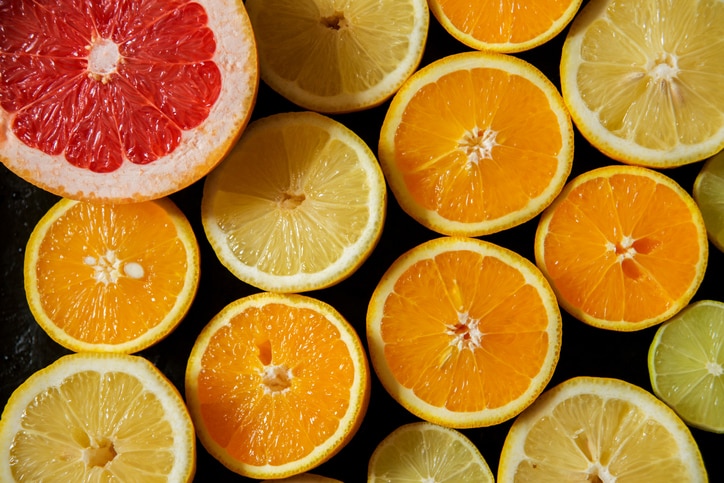 background of citrus: grapefruit, orange, lemon, lime