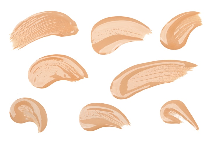 Foundation color samples on white background