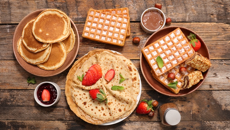 pancake, waffle and crepe