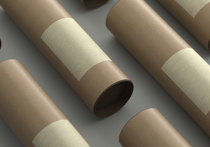 3d concept of tubes kind of cardboard packaging