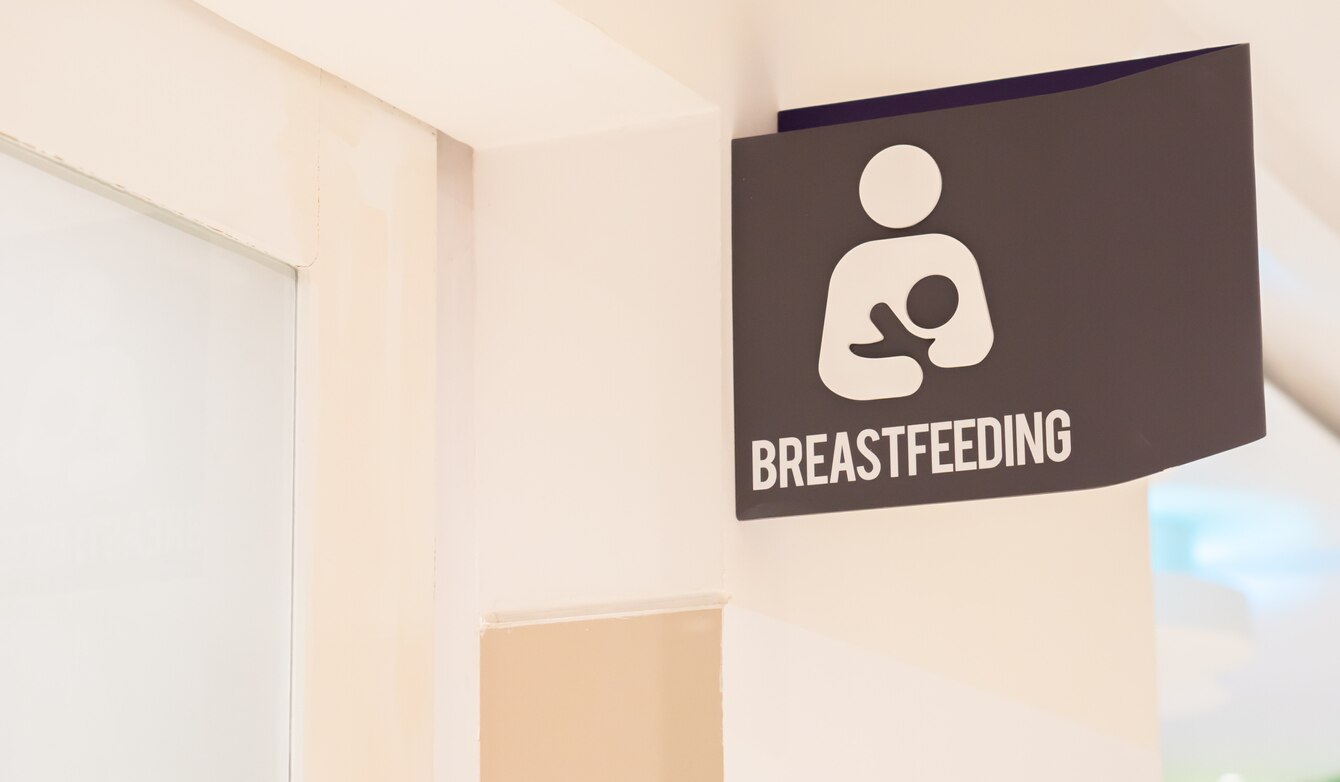 Breast feeding Sign Room for Mother and Baby in the Shopping Mall, pregnancy service in maternity hospital