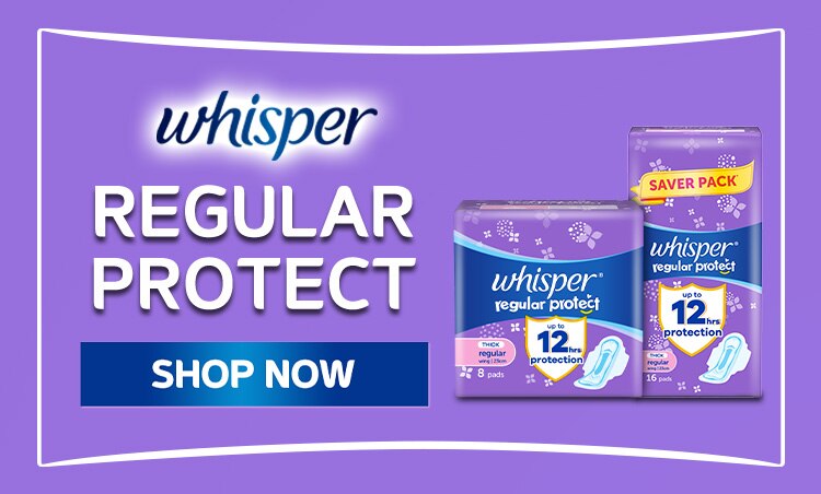 whisper, sanitary napkin, period, long napkin, heavy flow napkin