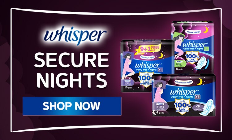 whisper, sanitary napkin, period, long napkin, heavy flow napkin