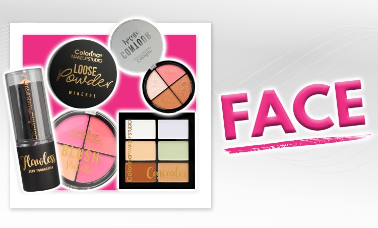 colorina, blush, eyebrow, makeup glitter, liquid eyeliner, loose powder, eyeshadow primer, foundation, concealer, liptint