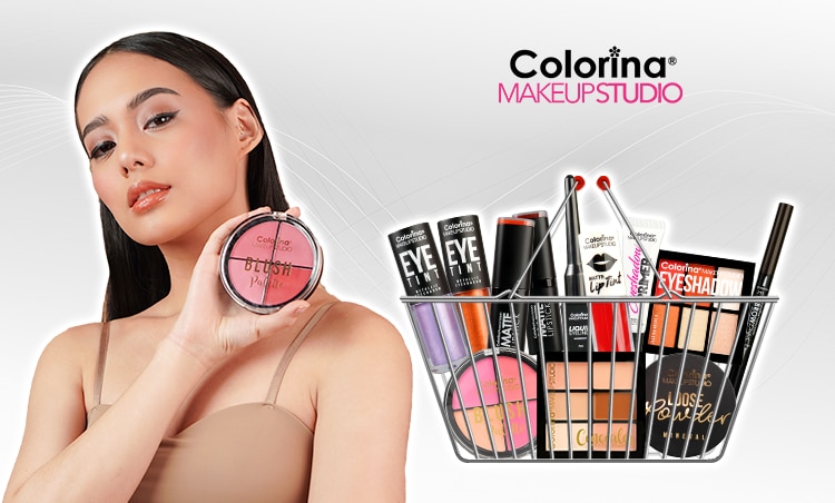 colorina, blush, eyebrow, makeup glitter, liquid eyeliner, loose powder, eyeshadow primer, foundation, concealer, liptint