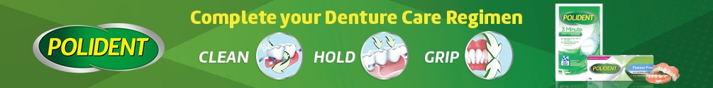 polident, denture cleanser, denture adhesive