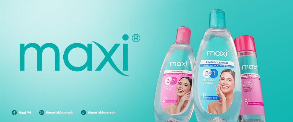 maxi, skincare, whitening cleanser, whitening toner, pimple clearing cleanser, pimple clearing toner, beauty astrigent