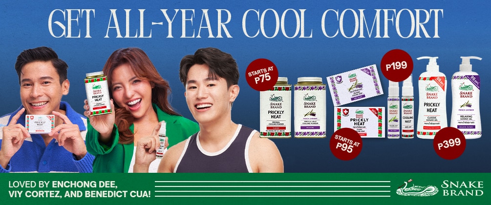 snake brand, prickly heat, cooling powder, relaxing shower gel