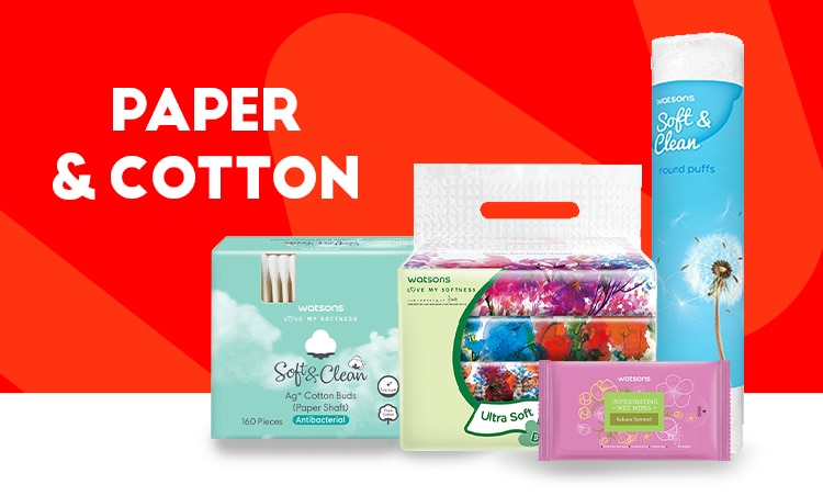watsons, tissue, cotton, wipes