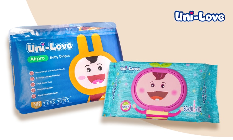 unilove, baby wipes, diapers, vegan cream