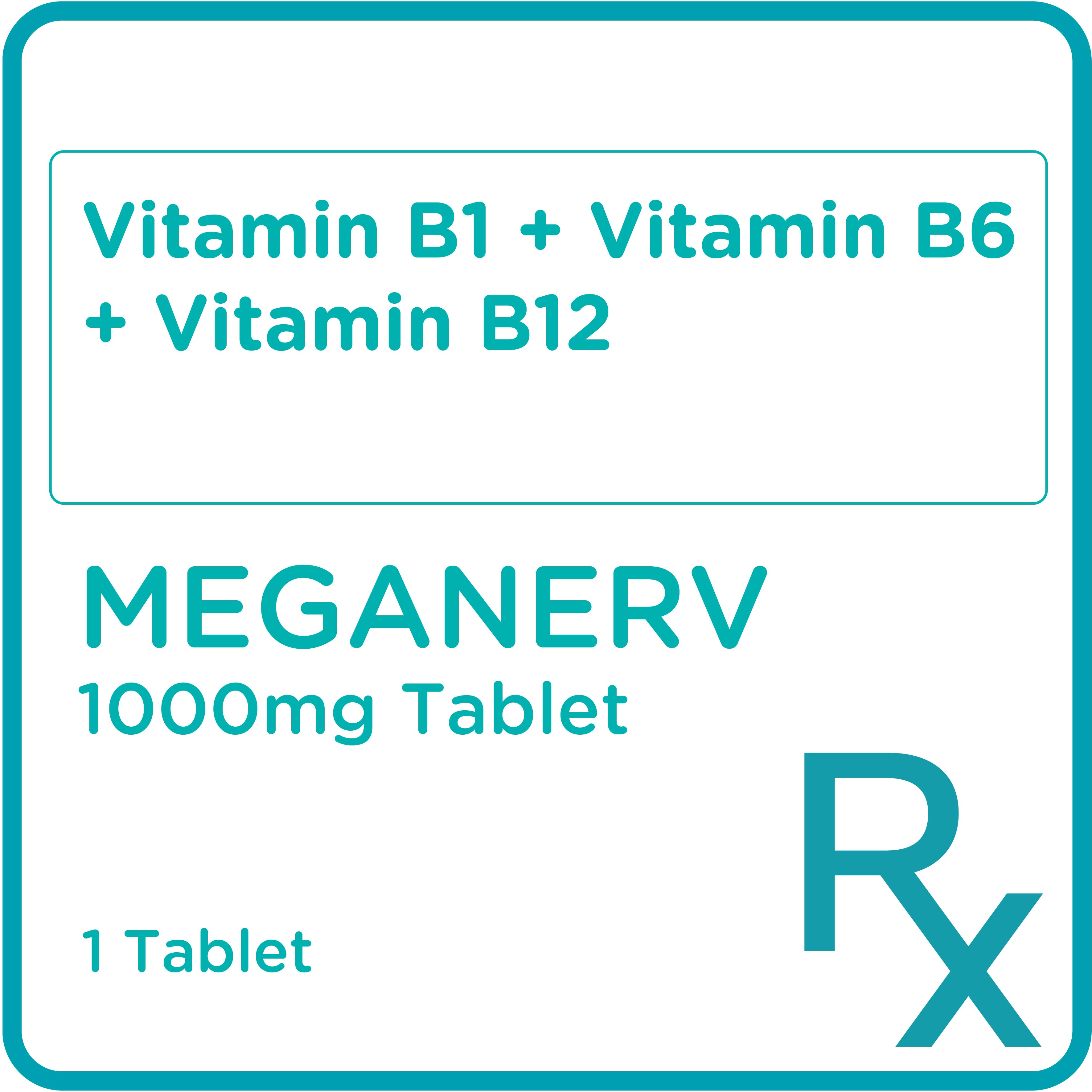 MEGANERV Vitamin B1 + Vitamin B6 + Vitamin B12 1000mg 1 Tablet [Prescription Required]