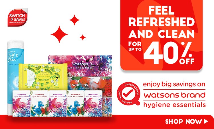 watsons, tissue, wipes. facial tissue, cotton