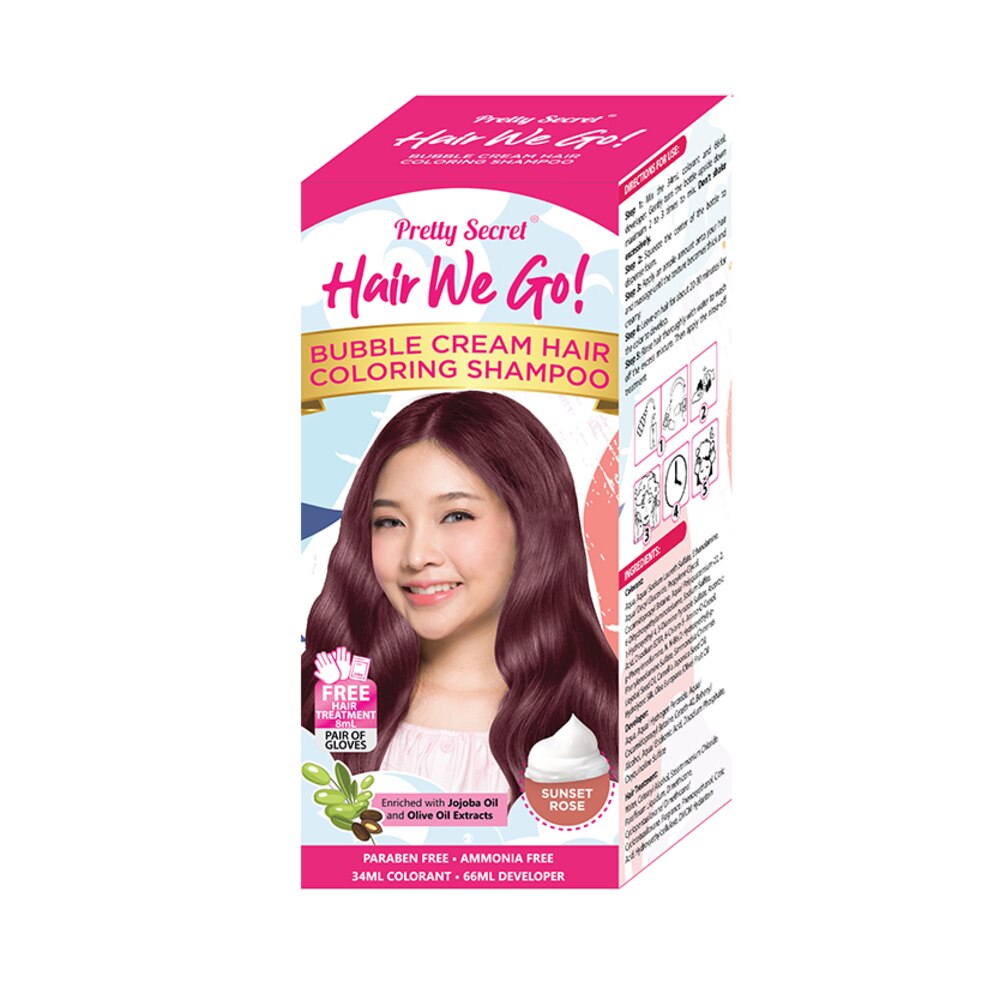PRETTY SECRET, Hair We Go! Bubble Cream Hair Coloring Shampoo Sunset Rose 34ml | Watsons Philippines PRETTY SECRET, Hair We Go! Bubble Cream Hair Coloring Shampoo Sunset Rose 34ml | Watsons Philippines