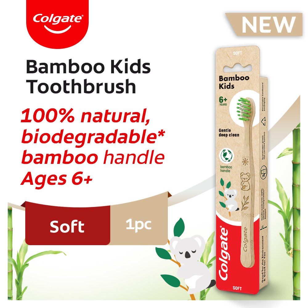 COLGATE, Natural Bamboo Kids Toothbrush (6+ years) 1pc | Watsons Philippines COLGATE, Natural Bamboo Kids Toothbrush (6+ years) 1pc | Watsons Philippines